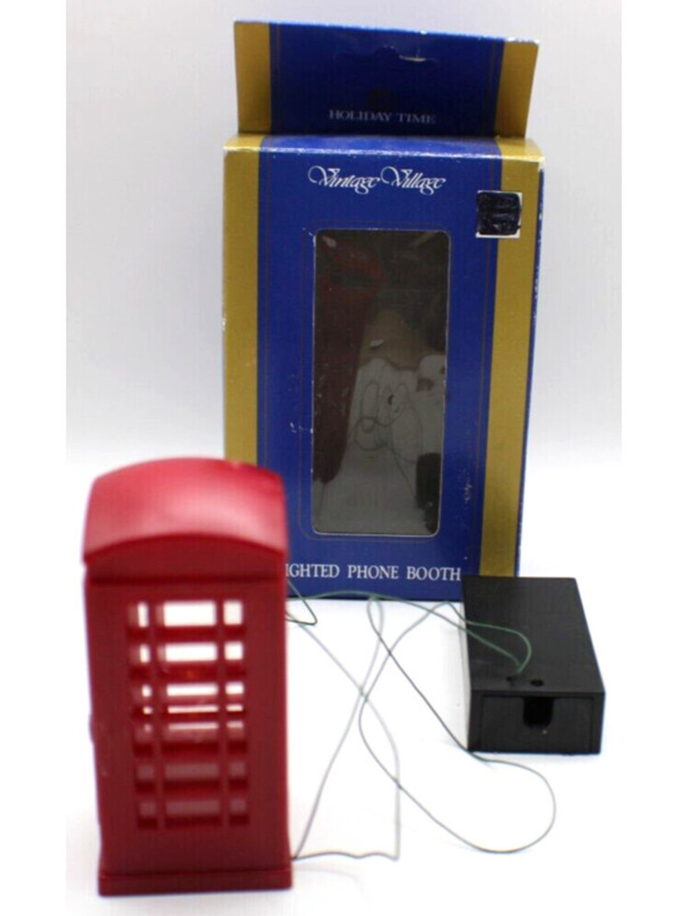 Lighted Phone Booth ~ Christmas Holiday Time - Red Vintage Village